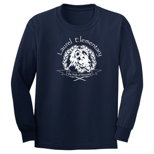 Laurel Elementary Long Sleeve Basic T-Shirt- (Youth & Adult Sizes) - Navy
