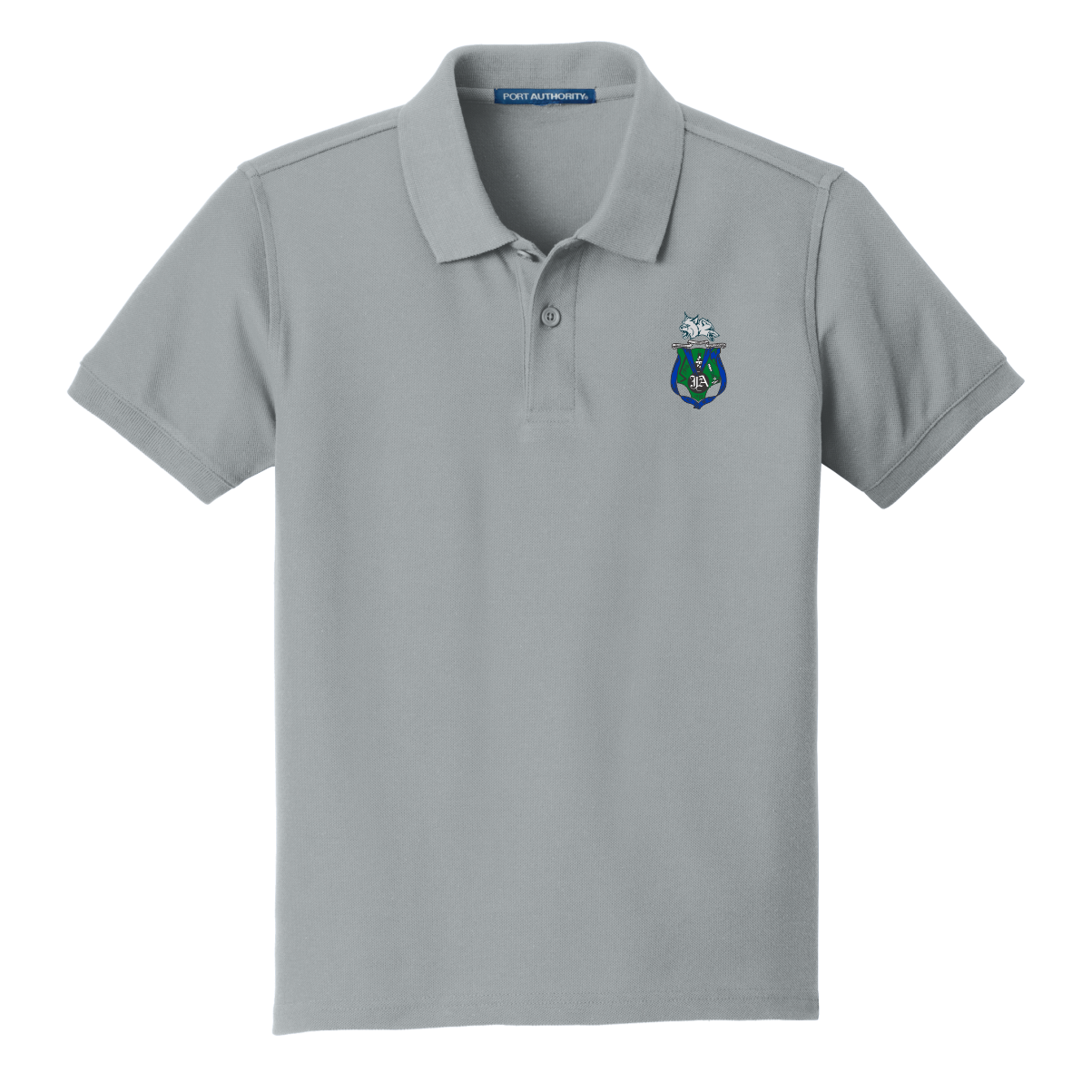 Jewett Academy Youth Embroidered Polo - Gusty Grey (Youth Size)- 6th GRADE ONLY